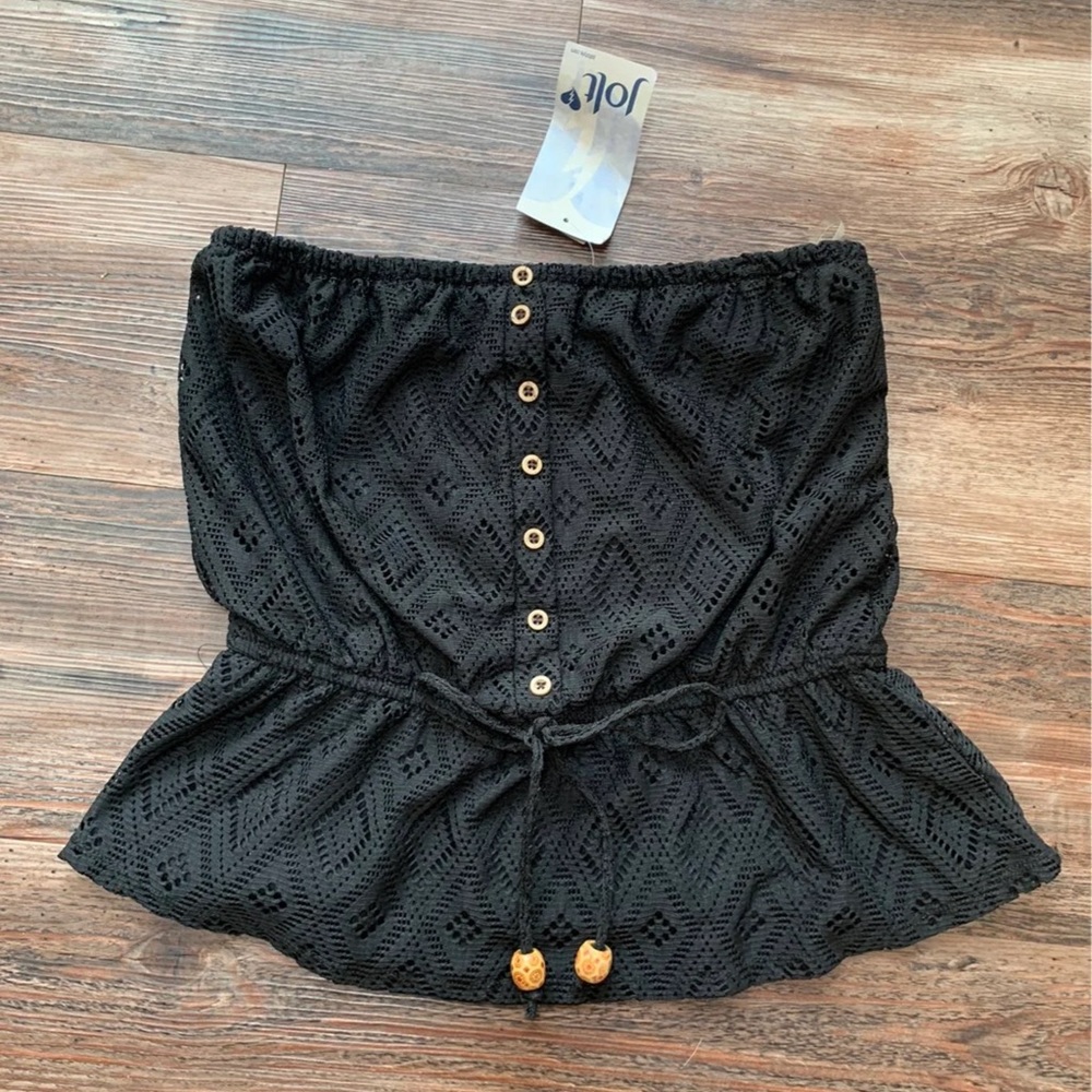 Jolt Black Strapless Crop Top